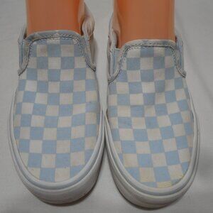 OFFICIAL CLASSIC VANS SLIP-ON SNEAKERS SHOES SIZE 6 1/2 BLUE CHECKERBOARD 👟 👩